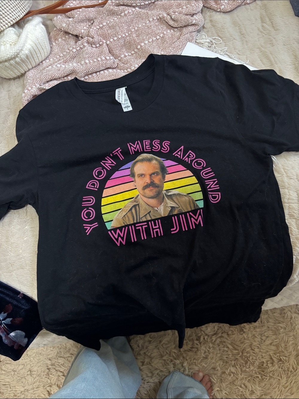 Stranger Things Black Graphic T-Shirt Jim Hopper FREE with bundle order!
